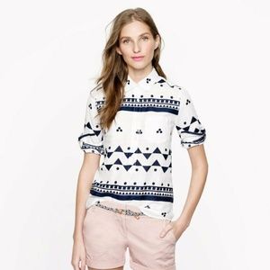 J. Crew top blouse Aztec button up 100% linen  XS